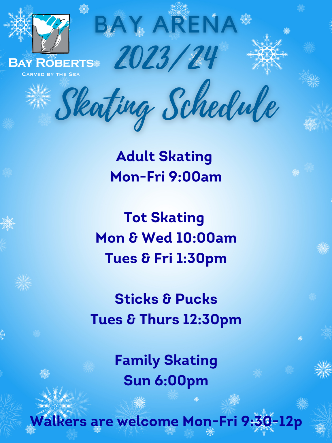 2023/24 Skating Schedule Bay Roberts, Newfoundland and Labrador